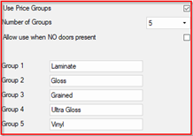 Pricing Groups for Doors