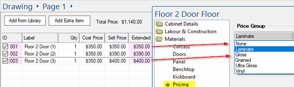 Pricing Groups for Doors