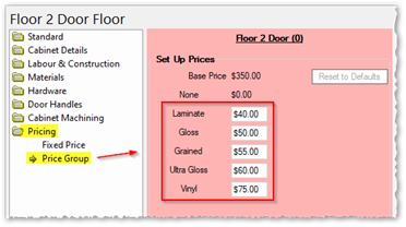 Pricing Groups for Doors