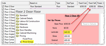 Pricing Groups for Doors